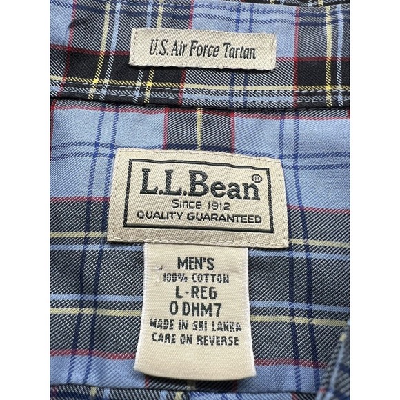 LL Bean Mens Long Sleeve‎ US Air Force Tartan Plaid Button Up Shirt Size Large - Picture 3 of 4